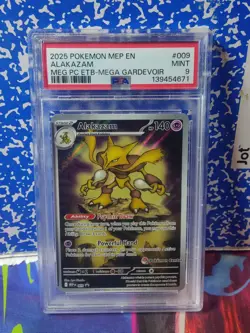 PSA 9 - Alakazam (Pokemon Center Exclusive) 009 Me: Mega Evolution Promo Holo - Image 1