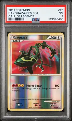 2011 POKEMON CALL OF LEGENDS RAYQUAZA #20 REVERSE FOIL PSA 7 NM #113346495 - Image 1