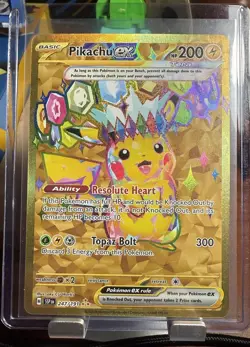 Pokemon Card TCG Sv08: Surging Sparks Pikachu EX Hyper Rare Gold 247/191 M/NM - Image 1