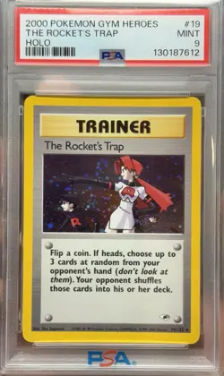 2000 Pokemon Gym Heroes The Rocket’s Trap 19/132 PSA 9 Mint Rare - Image 1