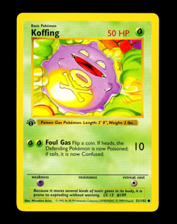 1999 Pokemon KOFFING Base Set 1ST EDITION Shadowless Non Holo Card 51/102 - MINT - Image 1
