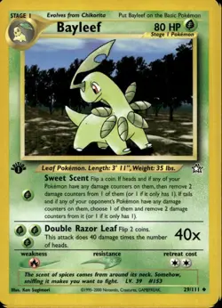 Bayleef 29/111 Uncommon WOTC Neo Genesis 1st Ed Pokemon - Image 1
