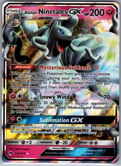 Alolan Ninetales GX 132/214 SM - Lost Thunder - Pokemon Card - NM - Image 1