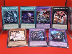 YuGiOh Lot Ash Blossom Cyber Dragon Nova Eye of Timaeus Dark Magician 7 Cards - Image 1