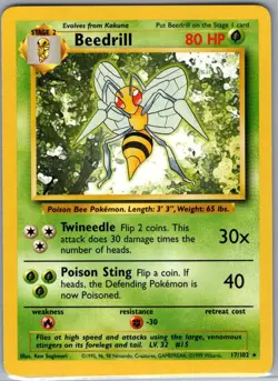 Beedrill 17/102 Non Holo Base Set - Pokemon Card - NM - Image 1