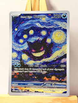Gengar Pokemon Custom Starry Night Gogh Full Art Illustration FANMADE Card - Image 1