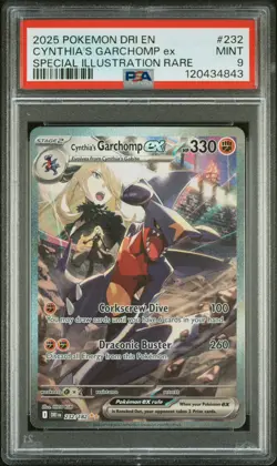 2025 Pokemon En Cynthia's Garchomp Ex Special Illustration Rare #232 PSA 9 - Image 1