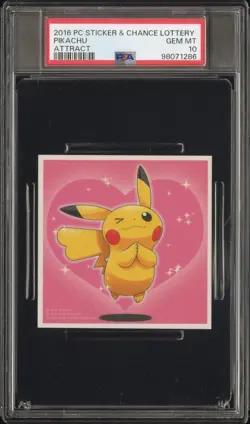 2016 POKEMON CENTER STICKER & CHANCE LOTTERY ATTRACT PIKACHU PSA 10 - Image 1