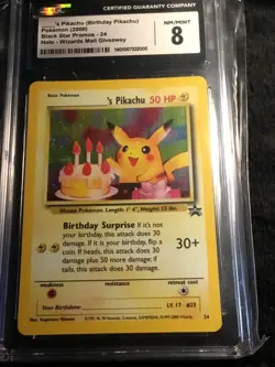 Pokemon Birthday Pikachu Black Star Holo Promo #24 CGC 8 - Image 1