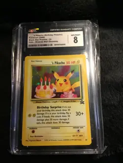 Pokemon Birthday Pikachu Black Star Holo Promo #24 CGC 8 - Image 3