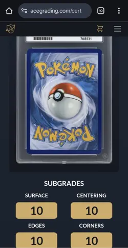 Delibird 152/132 Mega Evolutions Ace 10 Pokemon TCG Perfect Subgrades - Image 3