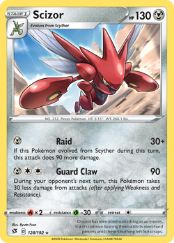 Scizor 128/192 Rare | Rebel Clash | Pokemon Card - Image 1