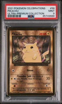 Pokemon Gold Metal Pikachu #58 | PSA 9 | Ultra Premium Collection UPC. - Image 1