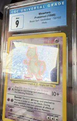 1999 Pokemon Base Set Unlimited Mewtwo CGC 9 Mint Holo 10/102 - Image 2