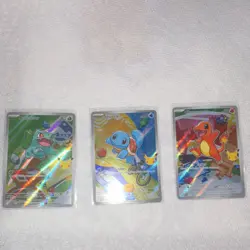 Pokemon Bulbasaur Squirtle Charmander Foil Card Lot - 3 Standard Size Cards - Image 2