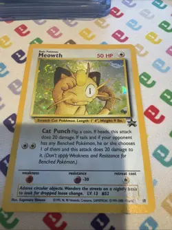Pokemon Meowth 10/53 Holo Black Star Promo WOTC 2000 Game Boy Swirl DMG Creases - Image 1
