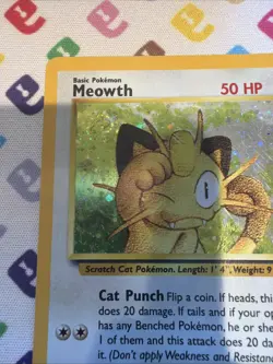Pokemon Meowth 10/53 Holo Black Star Promo WOTC 2000 Game Boy Swirl DMG Creases - Image 2