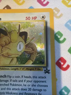 Pokemon Meowth 10/53 Holo Black Star Promo WOTC 2000 Game Boy Swirl DMG Creases - Image 3
