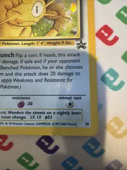 Pokemon Meowth 10/53 Holo Black Star Promo WOTC 2000 Game Boy Swirl DMG Creases - Image 4