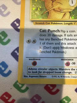 Pokemon Meowth 10/53 Holo Black Star Promo WOTC 2000 Game Boy Swirl DMG Creases - Image 5