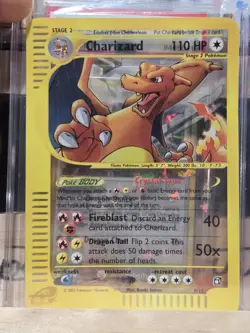 2003 Pokemon Crystal Charizard Skyridge Reverse Holo Card 9/12 Jumbo Topper - Image 1