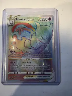 Pokemon Mewtwo VSTAR TCG Rainbow Secret Rare Card 079/078 Pokemon Go - Image 1