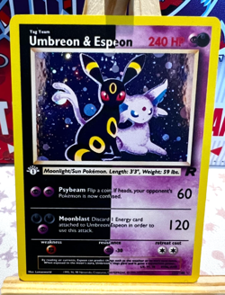 Umbreon & Espeon Pokemon CUSTOM fanmade METAL Full Art Illustration Card - Image 1