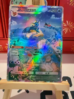 Vaporeon Pokemon TCG Pocket Custom Full Alt Art Illustration Holo Foil Card - Image 1