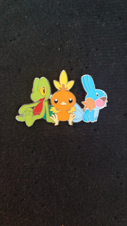 Official Pokemon Hoenn Starter Trio Torchic Mudkip Treecko Hard Enamel Pin - Image 1