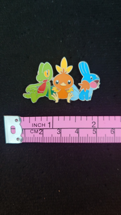 Official Pokemon Hoenn Starter Trio Torchic Mudkip Treecko Hard Enamel Pin - Image 2