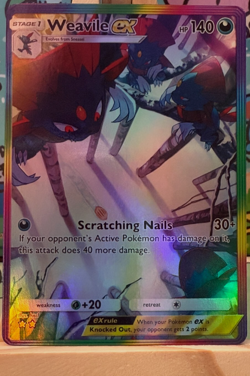 Weavile ex - Space-Time Smackdown Pokemon Pocket FANMADE Full Alt Art HOLO - Image 1
