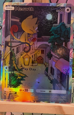 Meowth - Genetic Apex Pokemon Pocket FANMADE Full Alt Art HOLO - Image 1