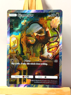 Glameow - Space-Time Smackdown - Pokemon Pocket FANMADE Full Alt Art HOLO - Image 1