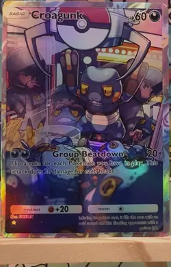Croagunk - Space-Time Smackdown Pokemon Pocket FANMADE Full Alt Art HOLO - Image 1