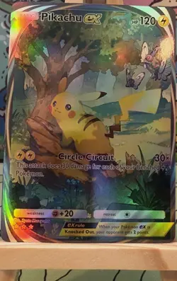 Pikachu EX- Genetic Apex Pokemon Pocket FANMADE Full Alt Art HOLO - Image 1