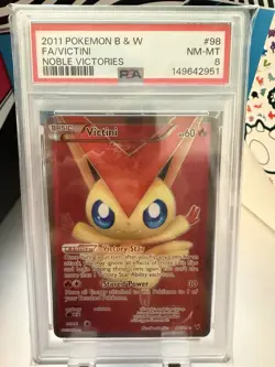 2011 Pokemon Victini Full Art 98/101 Noble Victories PSA 8 NM-MT Black & White - Image 1