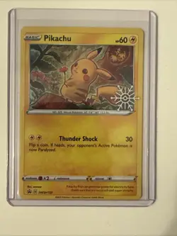 Pokemon TCG - Pikachu - S&S Black Star Promo Snowflake Stamp - SWSH153 - Mint - Image 1
