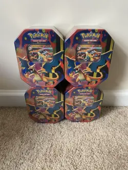 Pokemon TCG Mega Charizard Y ex Tins NEW SEALED - LOT OF 4 TINS - Image 1