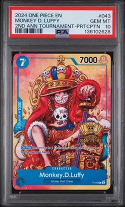 2024 ONE PIECE PROMOS 2ND ANV TOURNAMENT-PARTICIPATION MONKEY D. LUFFY PSA 10 - Image 1