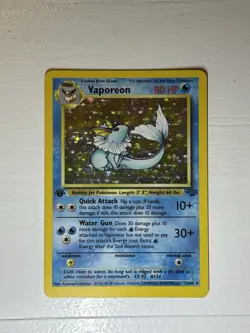 Pokemon TCG Vaporeon Jungle Holo Card 12/64 1st Edition Rare - Image 1