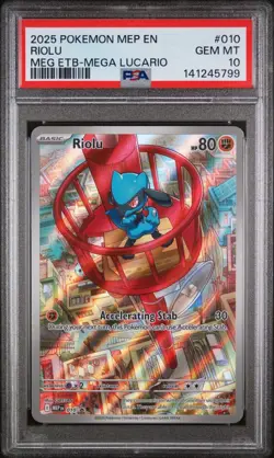 RIOLU MEGA ETB 010 pokemon cards psa 10 english illustration rare - Image 1