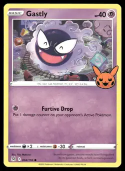Pokemon Cards Gastly 064/196 Trick or Trade BOOster Holo Promo NM - Image 1