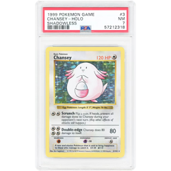 Chansey 003/102 Base Set (Shadowless) Holo PSA 7 NM WOTC VIntage Pokemon - Image 1