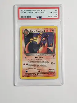 Pokemon Dark Charizard Holo Rare TCG Unlimited Card 4/82 PSA 6 - Image 1