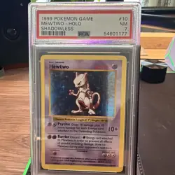 1999 Pokemon Base Set Shadowless Mewtwo Holo Card #10/102 PSA-7 Graded - Image 1