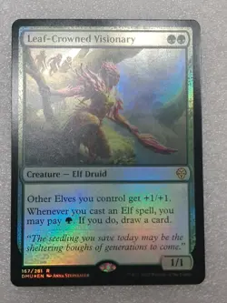 1x Leaf-Crowned Visionary # 167 Foil MtG Dominaria United Rare NM x1 - Image 1