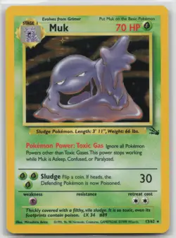 Pokemon Card Muk (13) Holo Rare Fossil 13/62 VLP - Image 1