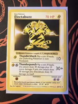 Pokemon TCG Electabuzz Card Base Set, Shadowless, Regular Card 020/102 Mp-Lp - Image 1