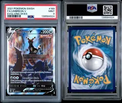 Pokemon Umbreon V Full Art Ultra Rare Holo SWSH07 Evolving Skies 189/203 PSA 9 - Image 3