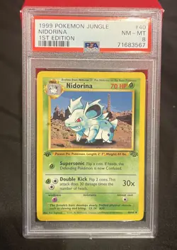 1999 Pokemon Jungle 1st Edition Nidorina 40/64 PSA 8 - Image 1